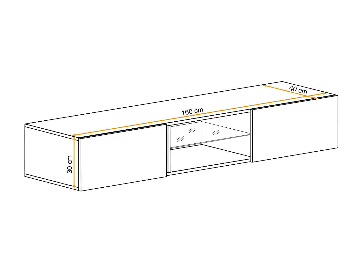 Meuble TV Mural Design "Fly I" 160cm Blanc