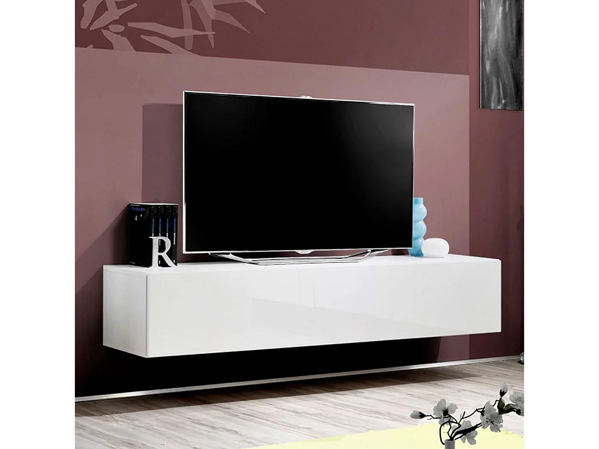 Meuble TV Mural Design "Fly I" 160cm Blanc