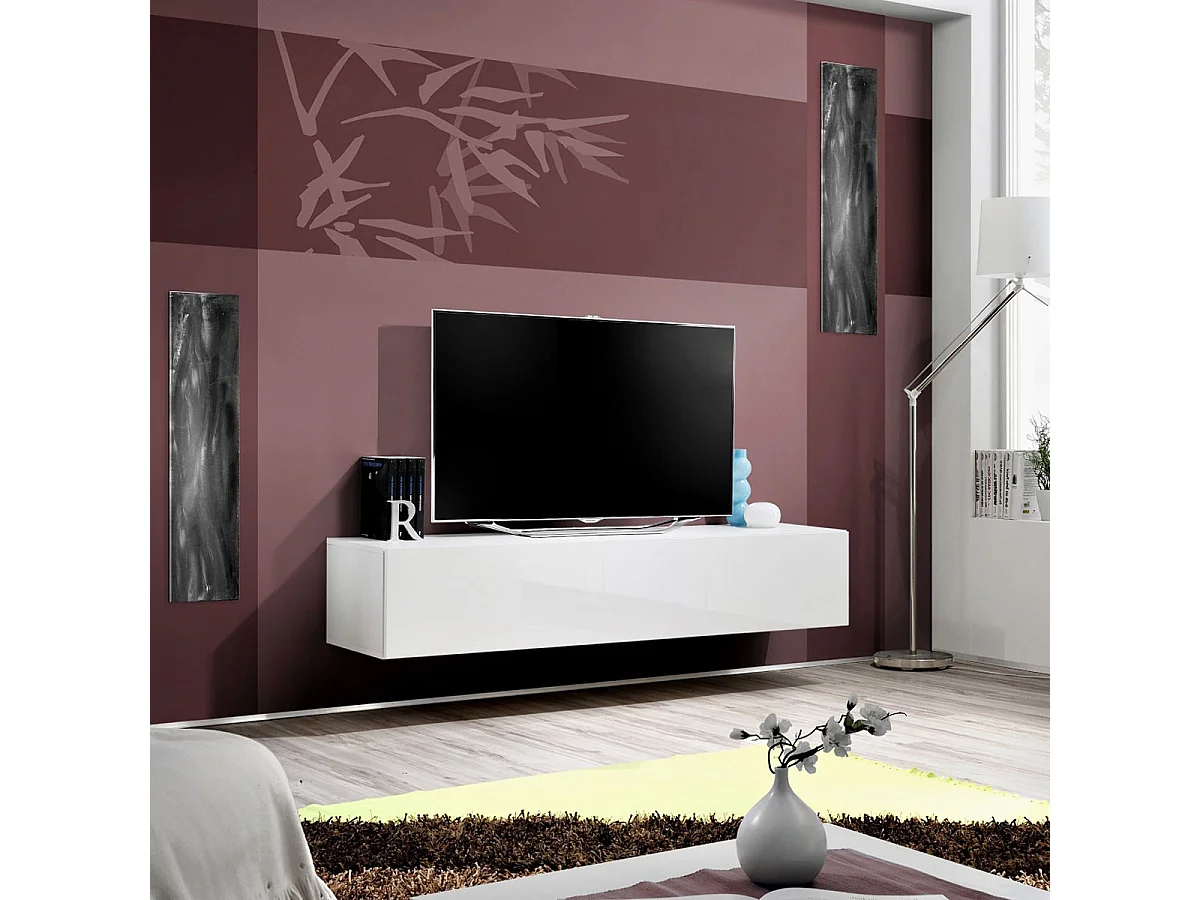 Meuble TV Mural Design "Fly I" 160cm Blanc