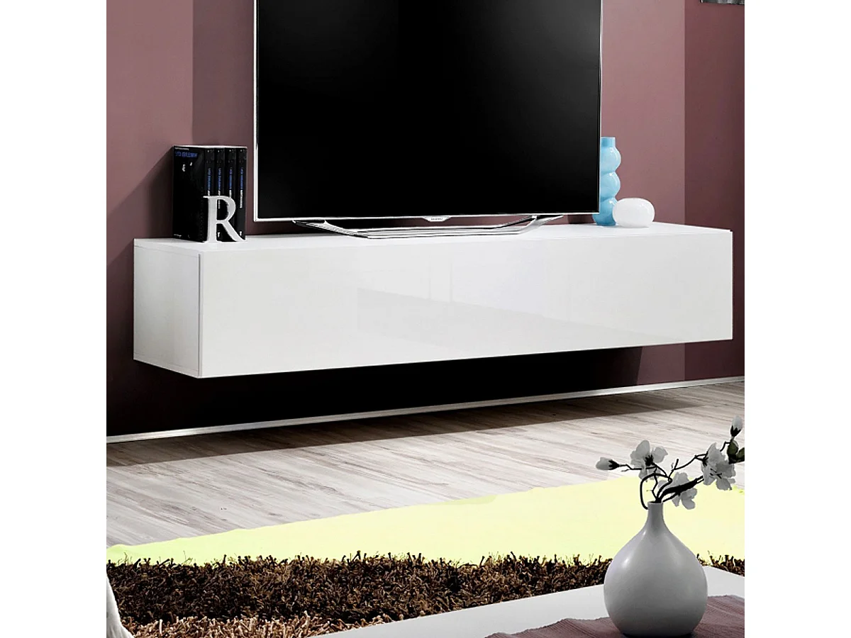 Meuble TV Mural Design "Fly I" 160cm Blanc