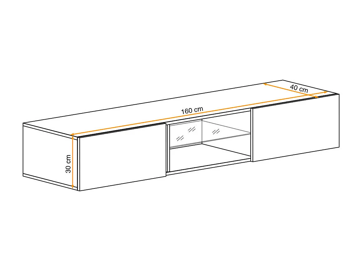 Meuble TV Mural Design "Fly I" 160cm Blanc