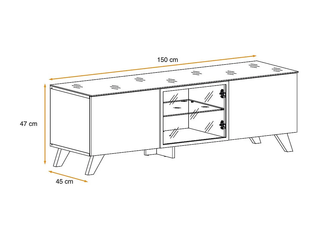 Meuble TV Design LED "Thin" 150cm Noir & Naturel
