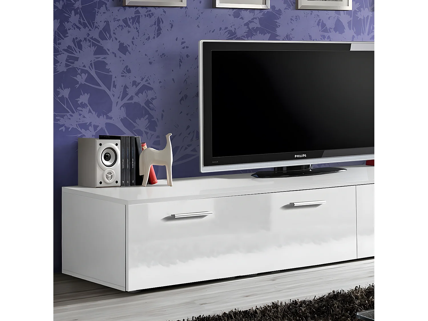 Meuble TV Design "Duo" 200cm Blanc
