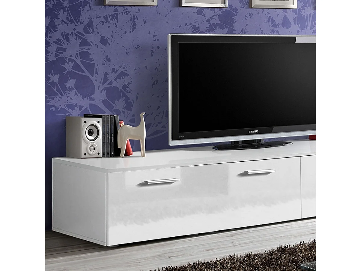 Meuble TV Design "Duo" 200cm Blanc