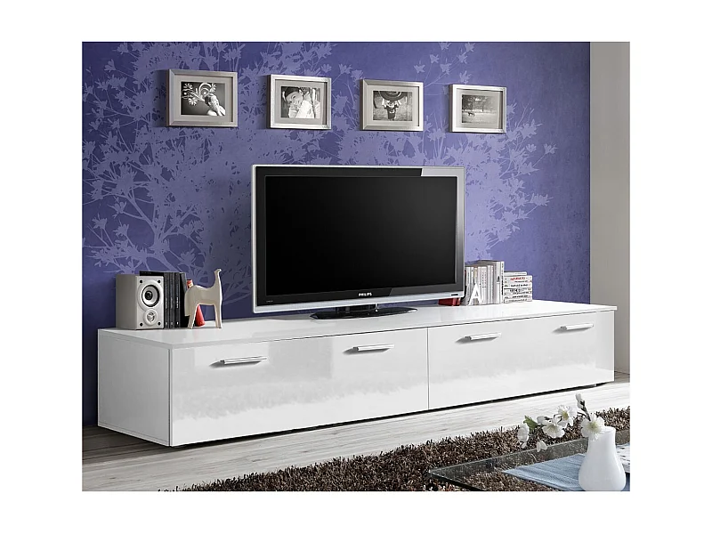 Meuble TV Design "Duo" 200cm Blanc