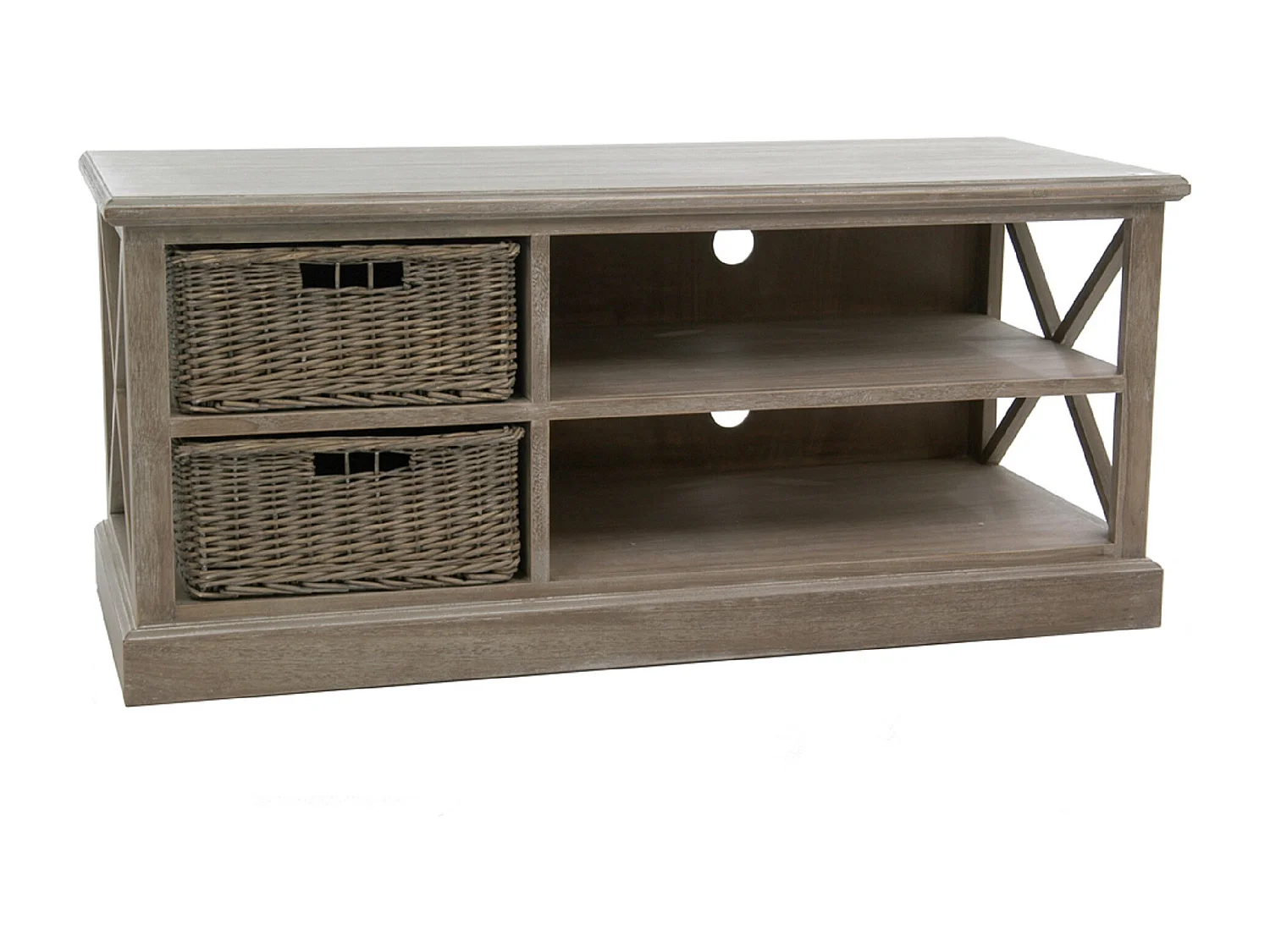 Meuble TV & 2 Paniers "Catherine" 120cm Naturel