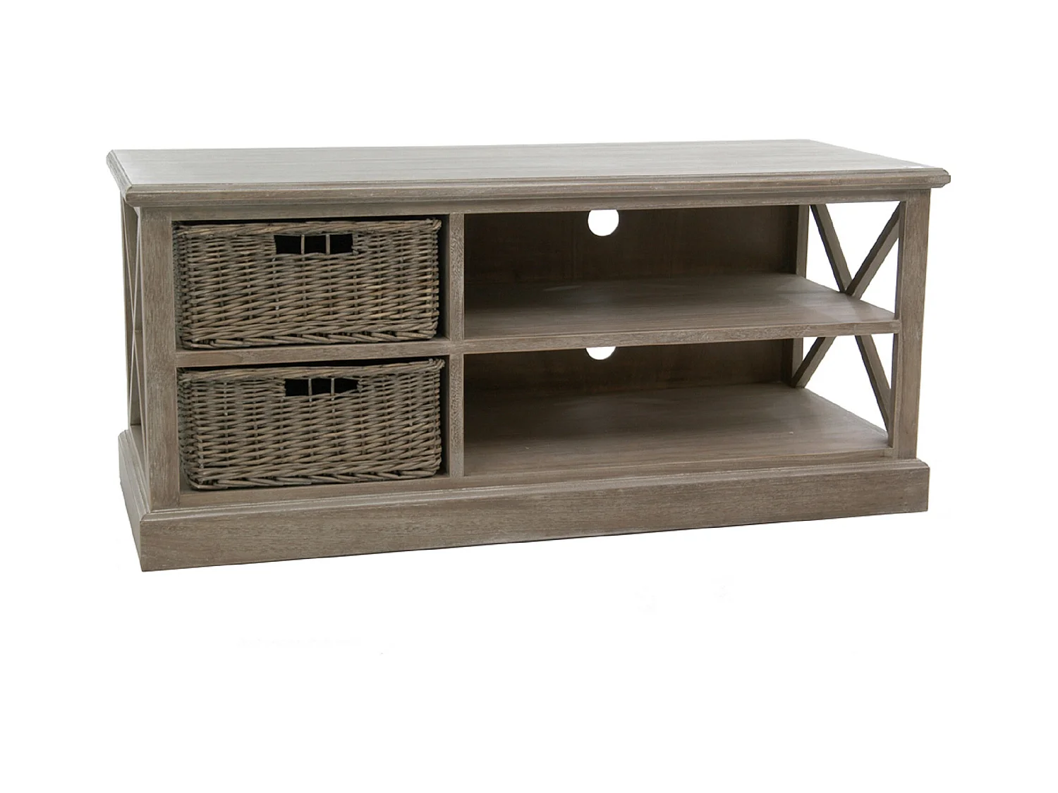 Meuble TV & 2 Paniers "Catherine" 120cm Naturel