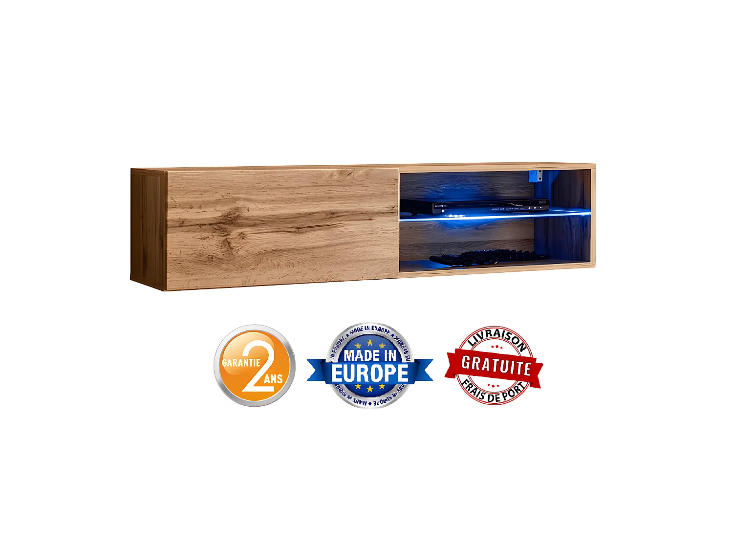 Meuble TV LED Design "Switch IV" 120cm Naturel