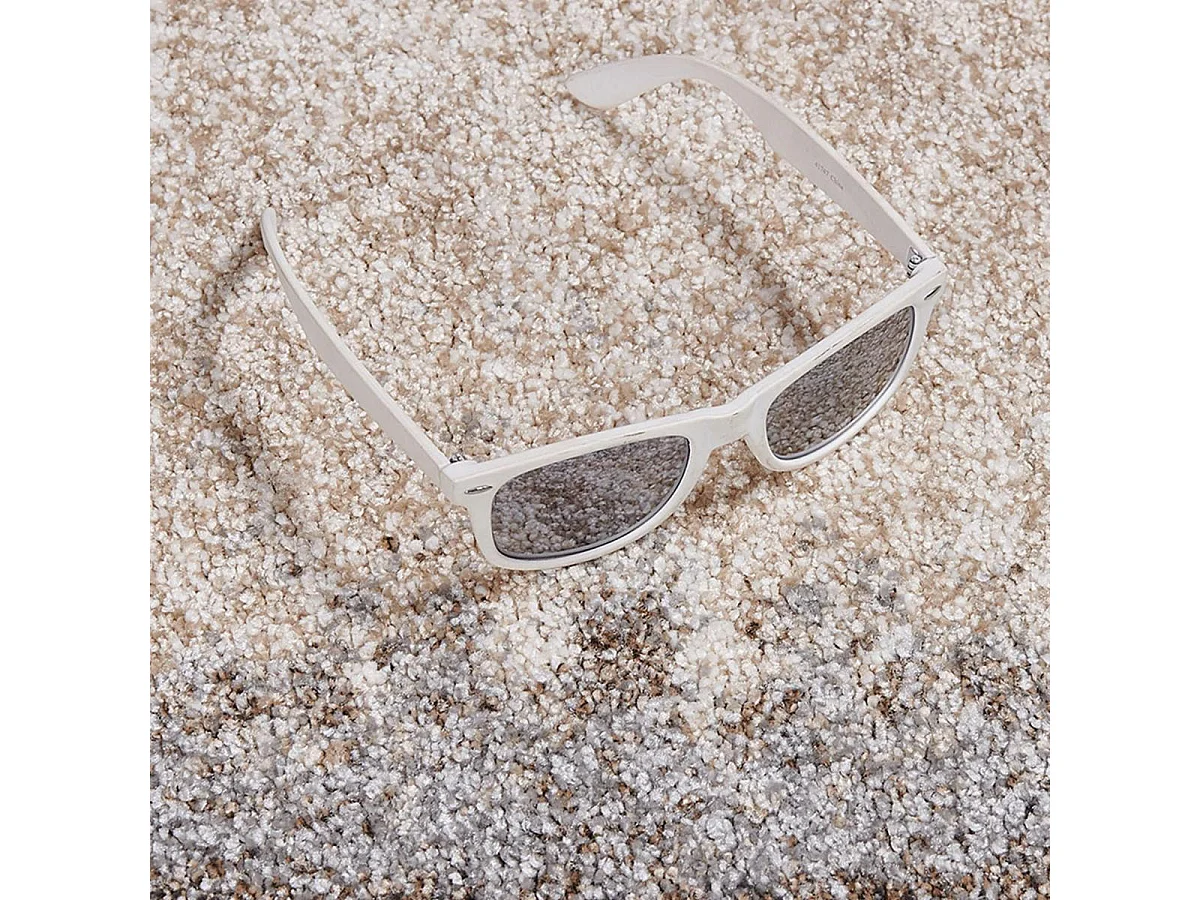 tapis salon Ø100cm tissé marron rond motif faux uni ELEGANT 03