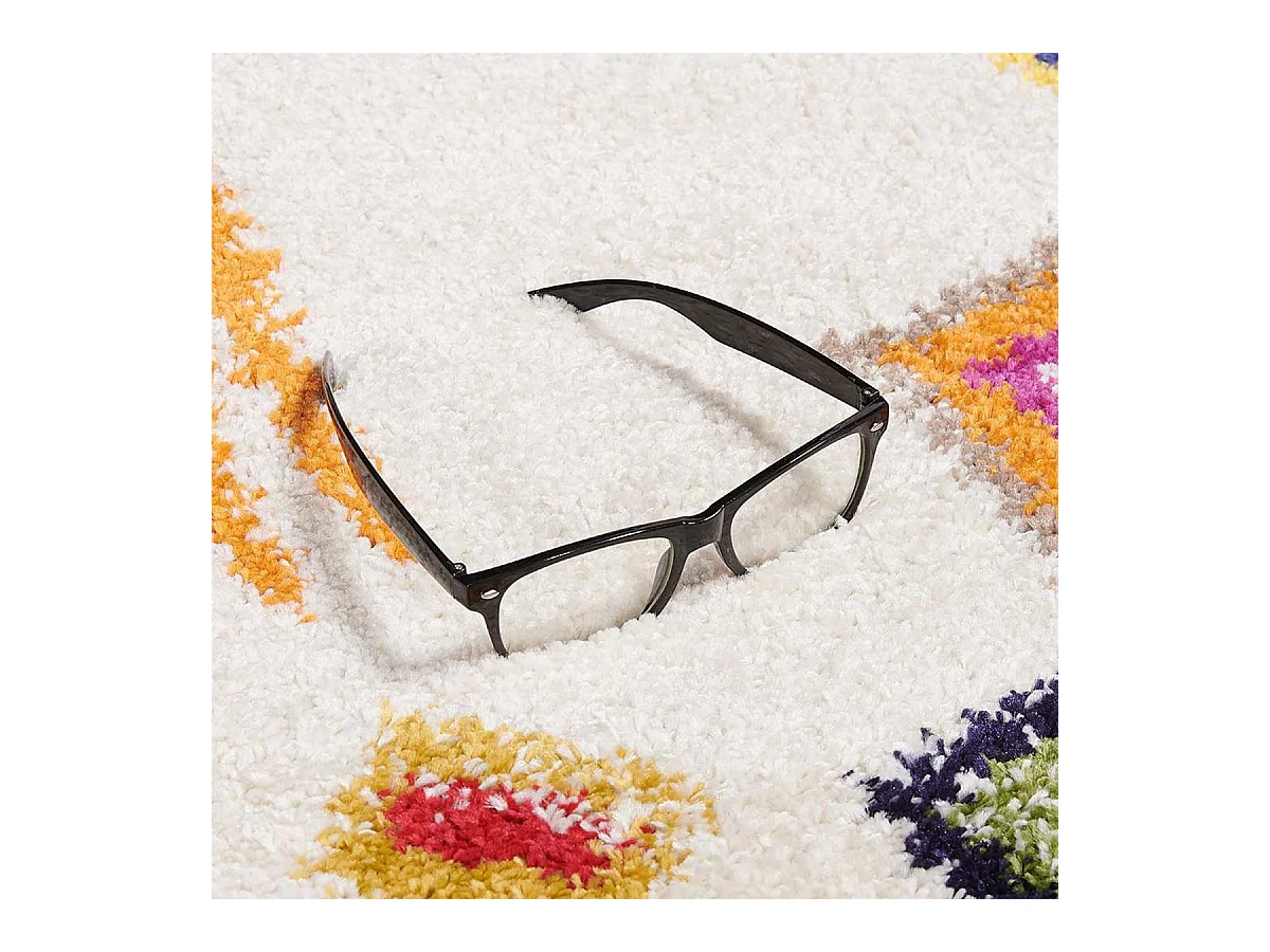 Tapis berbère 80x150 tissé motif ethnic LYN5 OURIKA ivoire