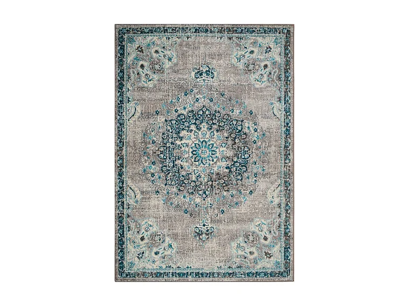 Tapis orient 120x170 rectangle bleu et bleu ciel tissé motif traditionnel OLDA