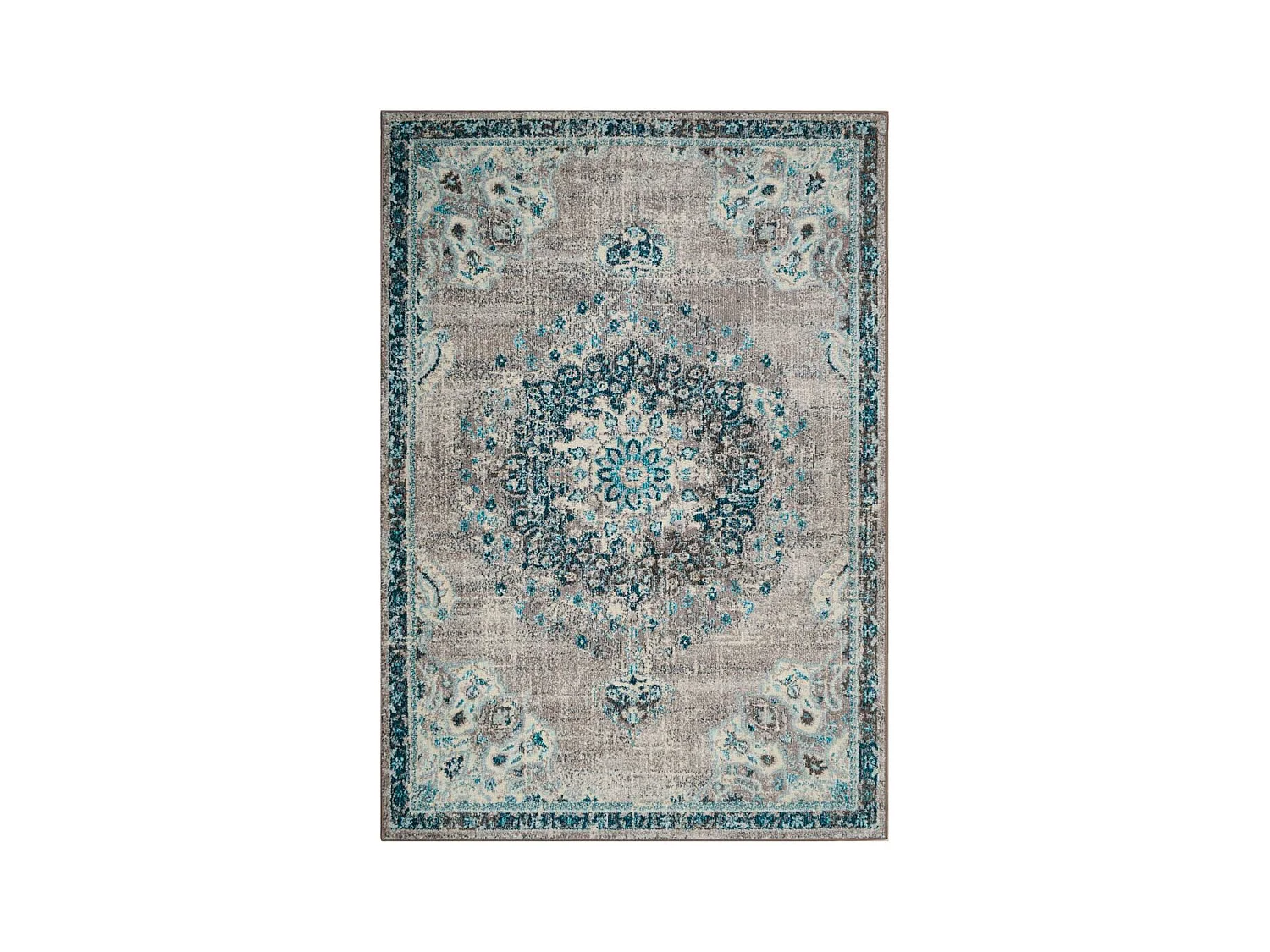 Tapis orient 120x170 rectangle bleu et bleu ciel tissé motif traditionnel OLDA