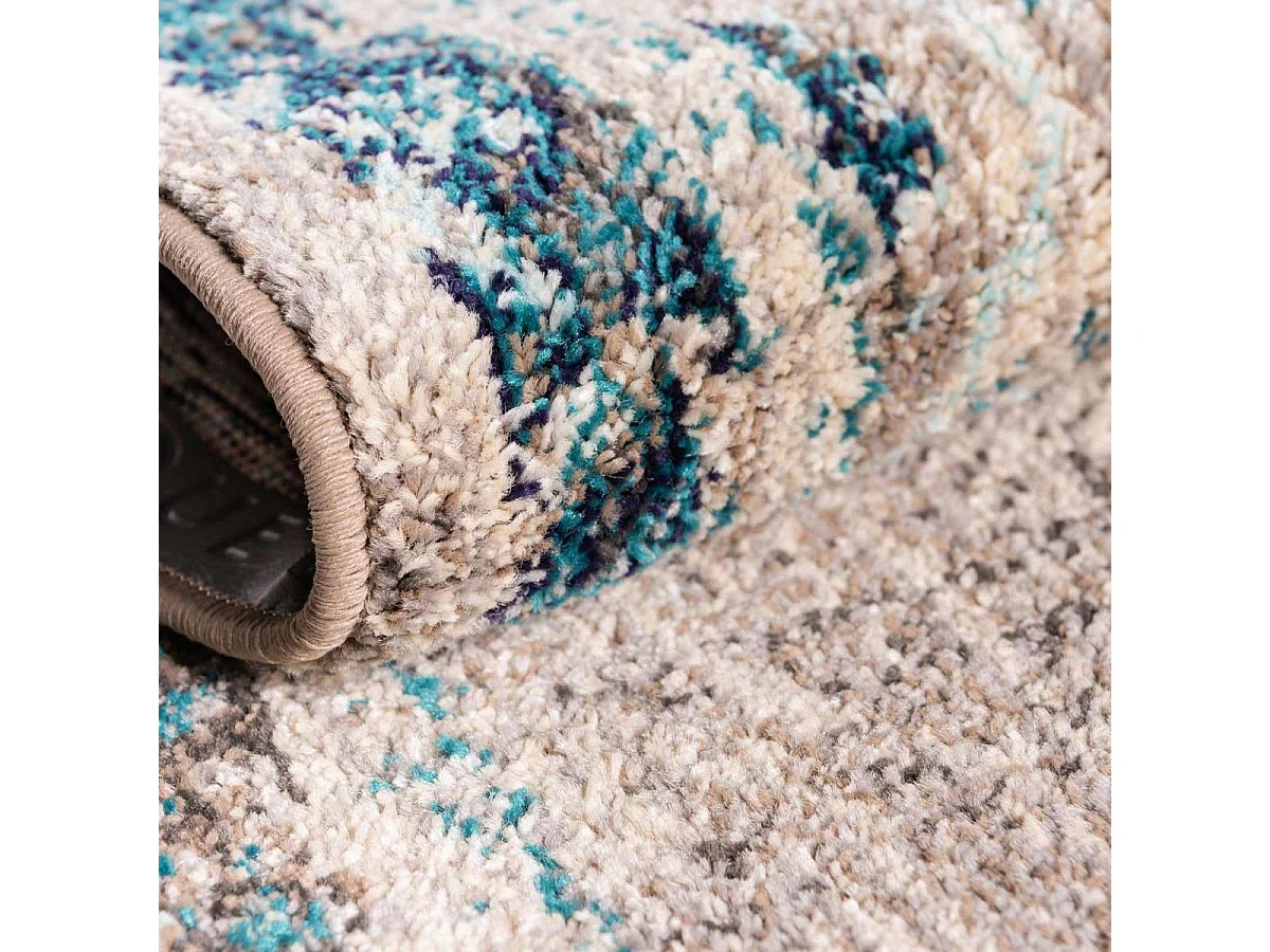 Tapis orient 120x170 rectangle bleu et bleu ciel tissé motif traditionnel OLDA