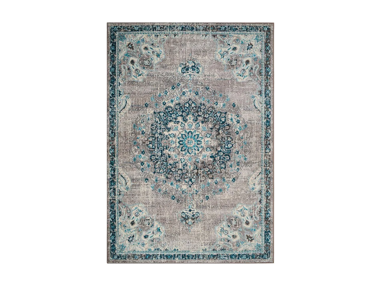 Tapis orient 120x170 rectangle bleu et bleu ciel tissé motif traditionnel OLDA