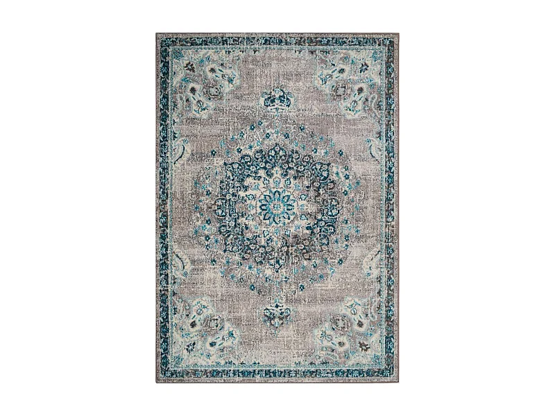 Tapis orient 120x170 rectangle bleu et bleu ciel tissé motif traditionnel OLDA