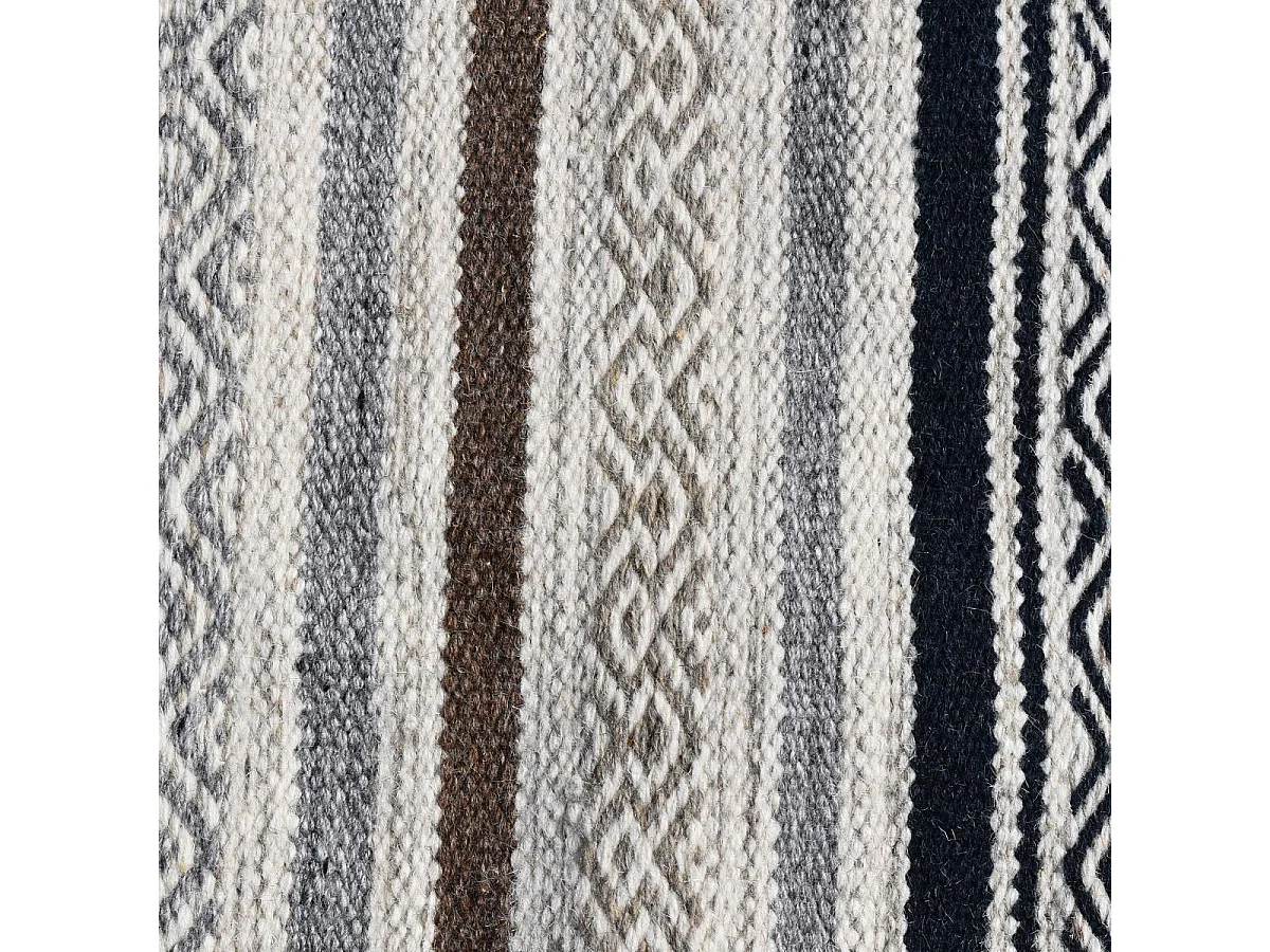 Tapis kilim 160x230 rectangle fait à la main en laine beige et marron