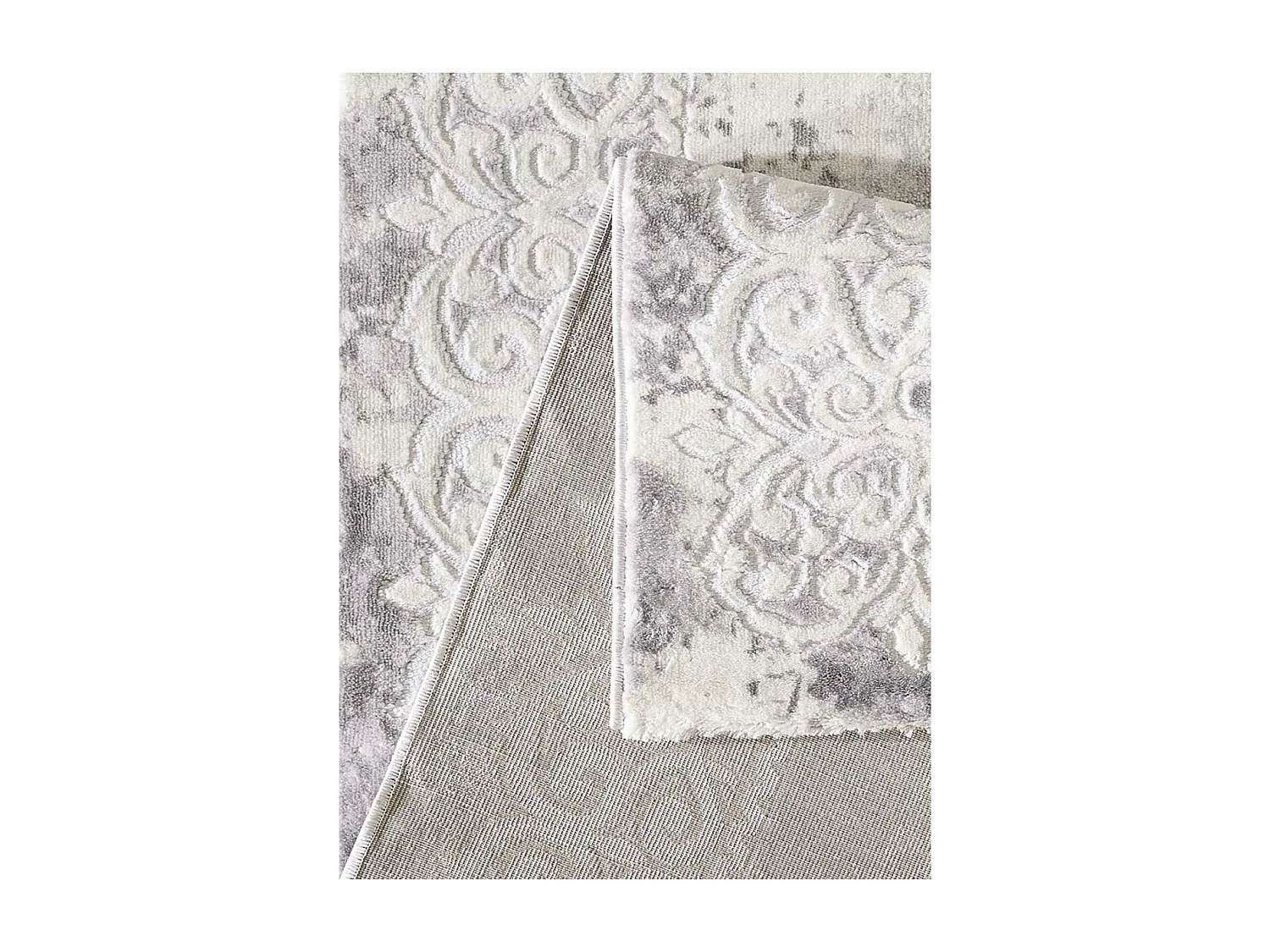 Tapis oriental 200x280 rectangle gris clair tissé motif ancestral LYN7 BALROD