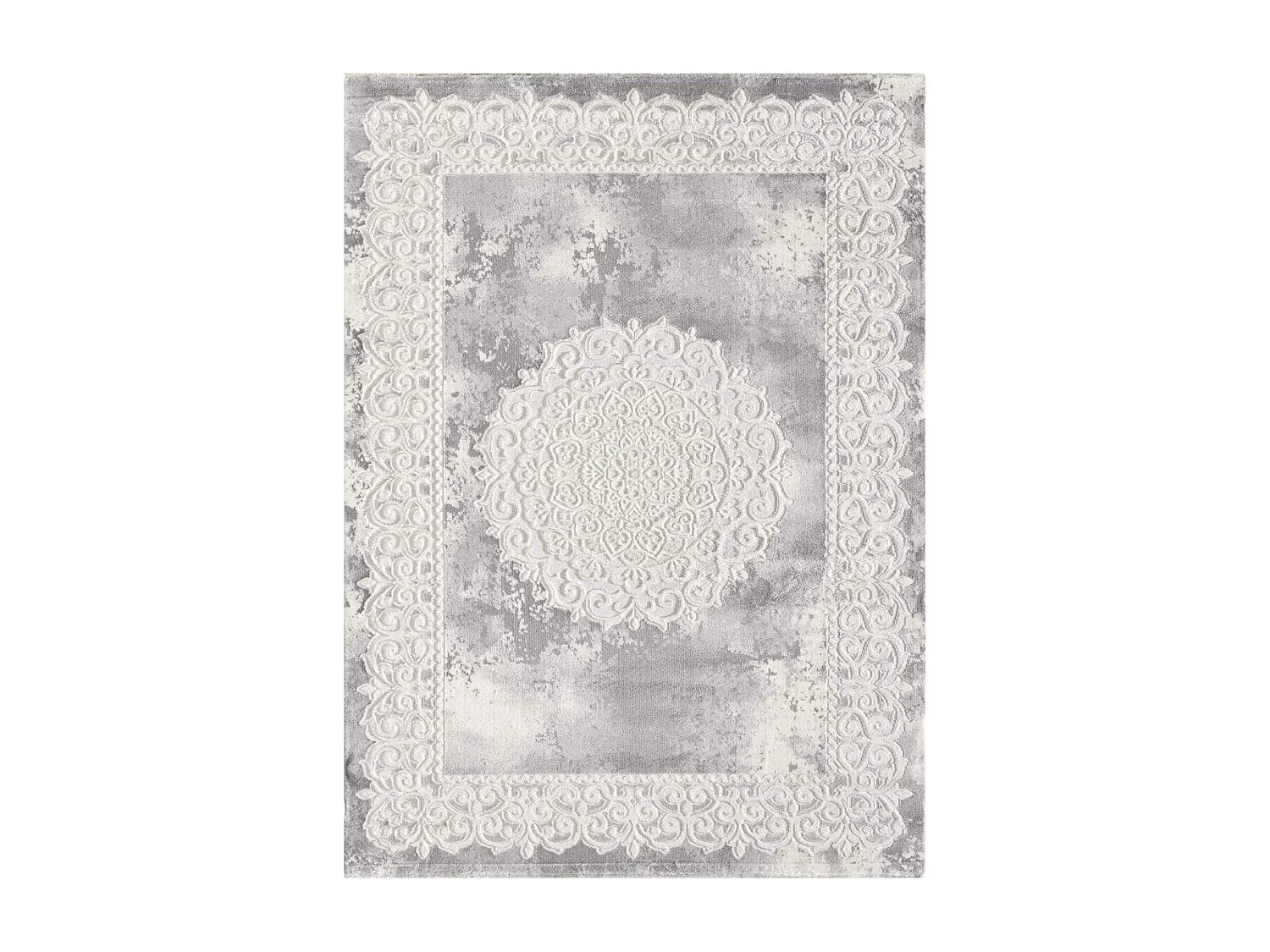 Tapis oriental 200x280 rectangle gris clair tissé motif ancestral LYN7 BALROD