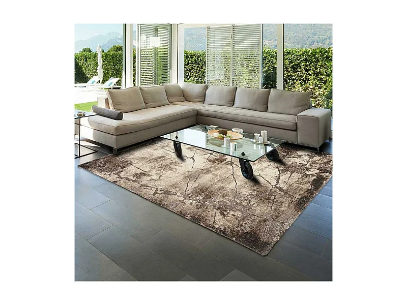 tapis salle à manger 200x290 tissé gris rectangle motif abstrait TERSORE
