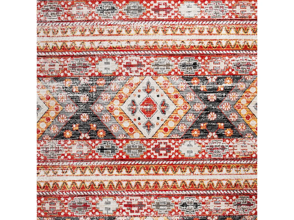 Tapis berbère 120x170 tissé motif saharien CLARK 5 rouge et jaune