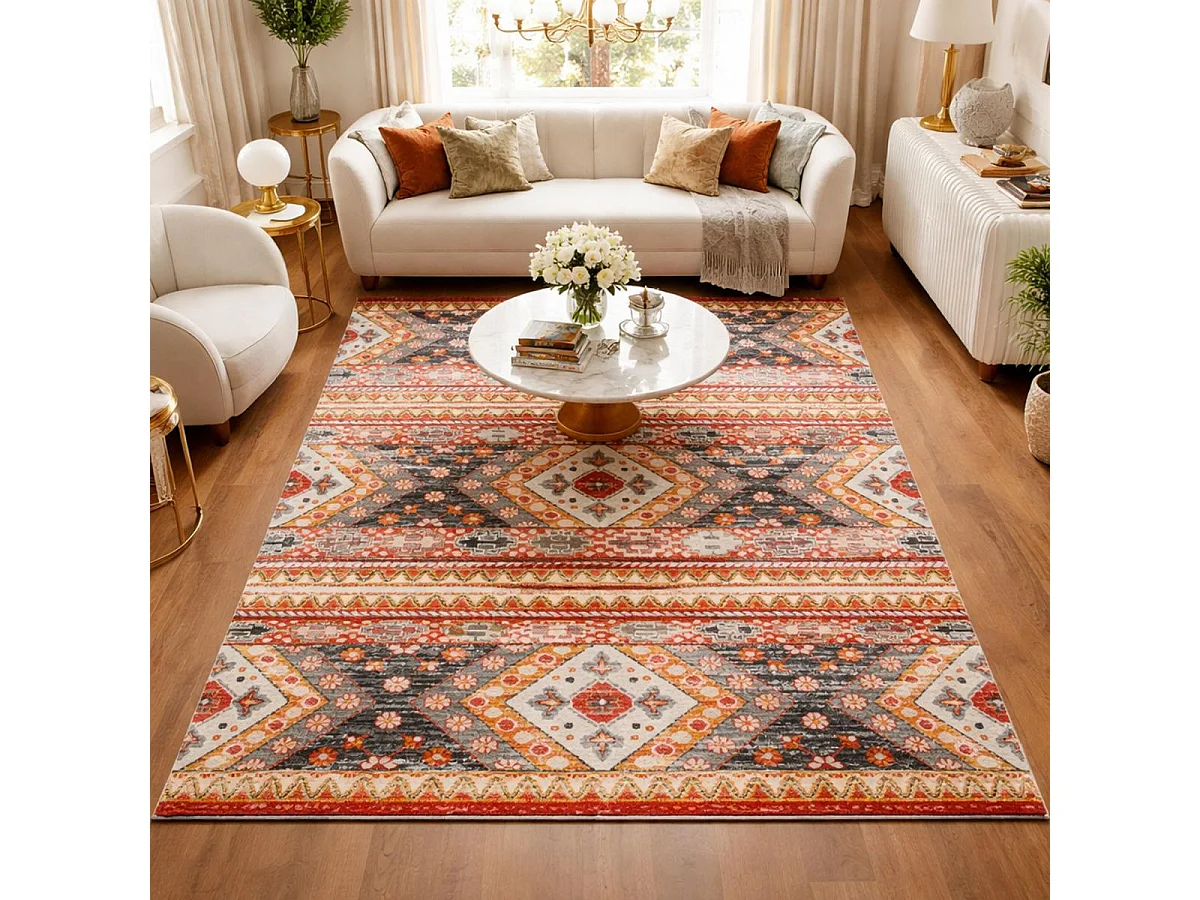 Tappeto berbero 120x170 tessuto modello sahariano CLARK 5 rosso e giallo