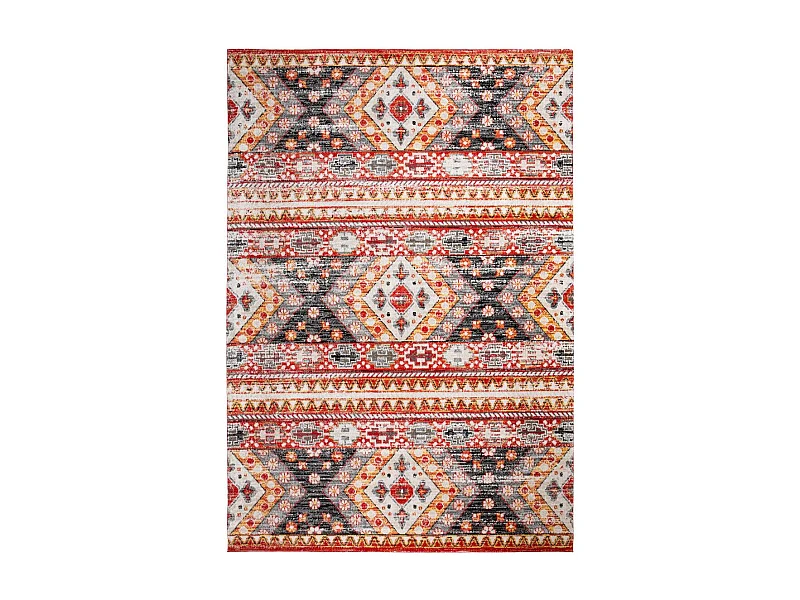 Tapis berbère 120x170 tissé motif saharien CLARK 5 rouge et jaune