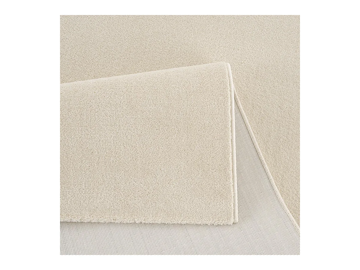 tapis salle de gym Ø200cm tissé crème rond motif uni NOSSA