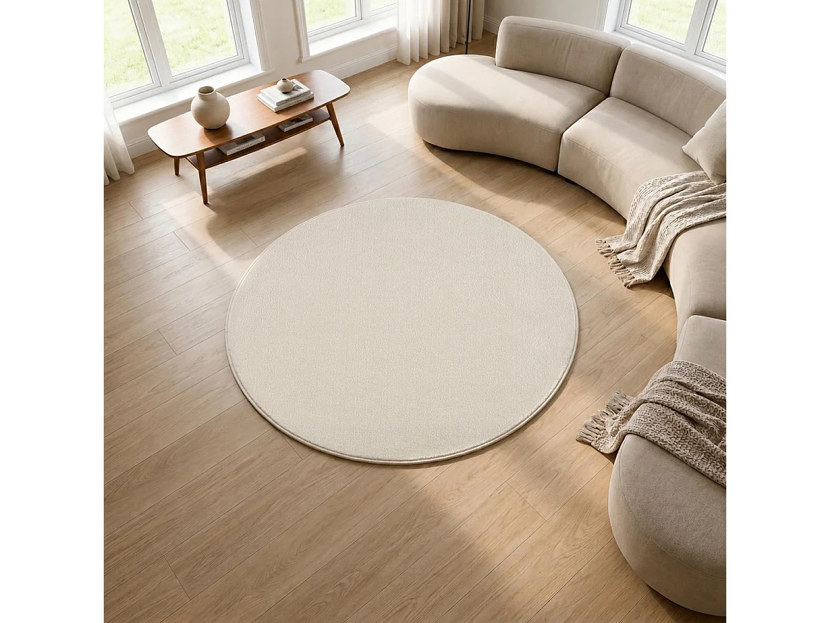 esterilla de gimnasia Ø200cm tejida crema redonda lisa NOSSA