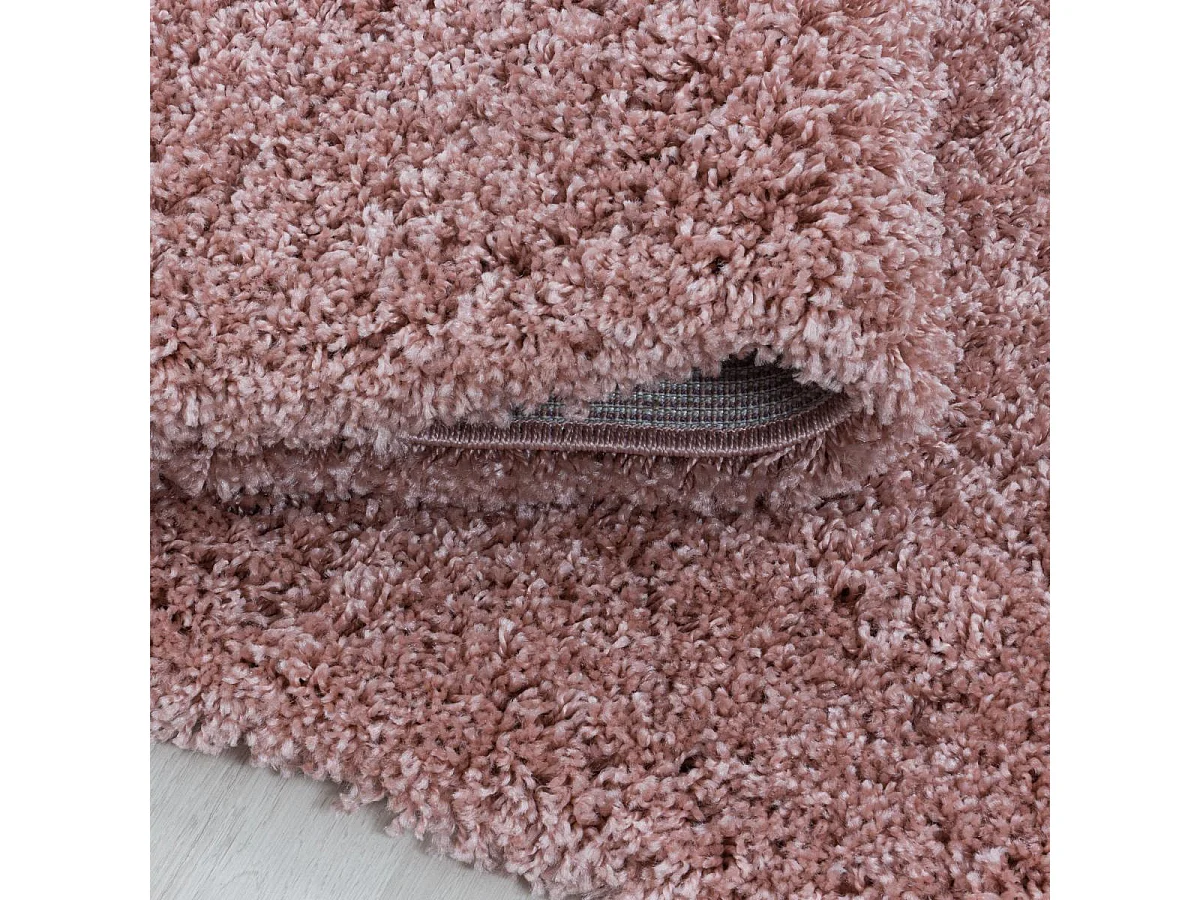 Tapis poils longs shaggy 80x250 rectangle tissé rose motif uni UNI I