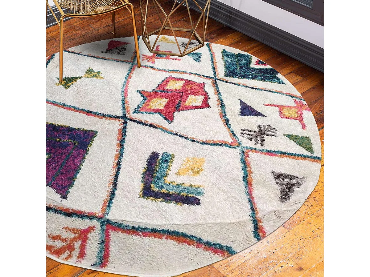 Tapis berbère 160x230 tissé motifs tribaux LYN5 OURIKA C blanc