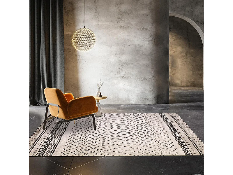 Tapis berbère 80x150 tissé motifs tribaux LYN8 MABAL beige