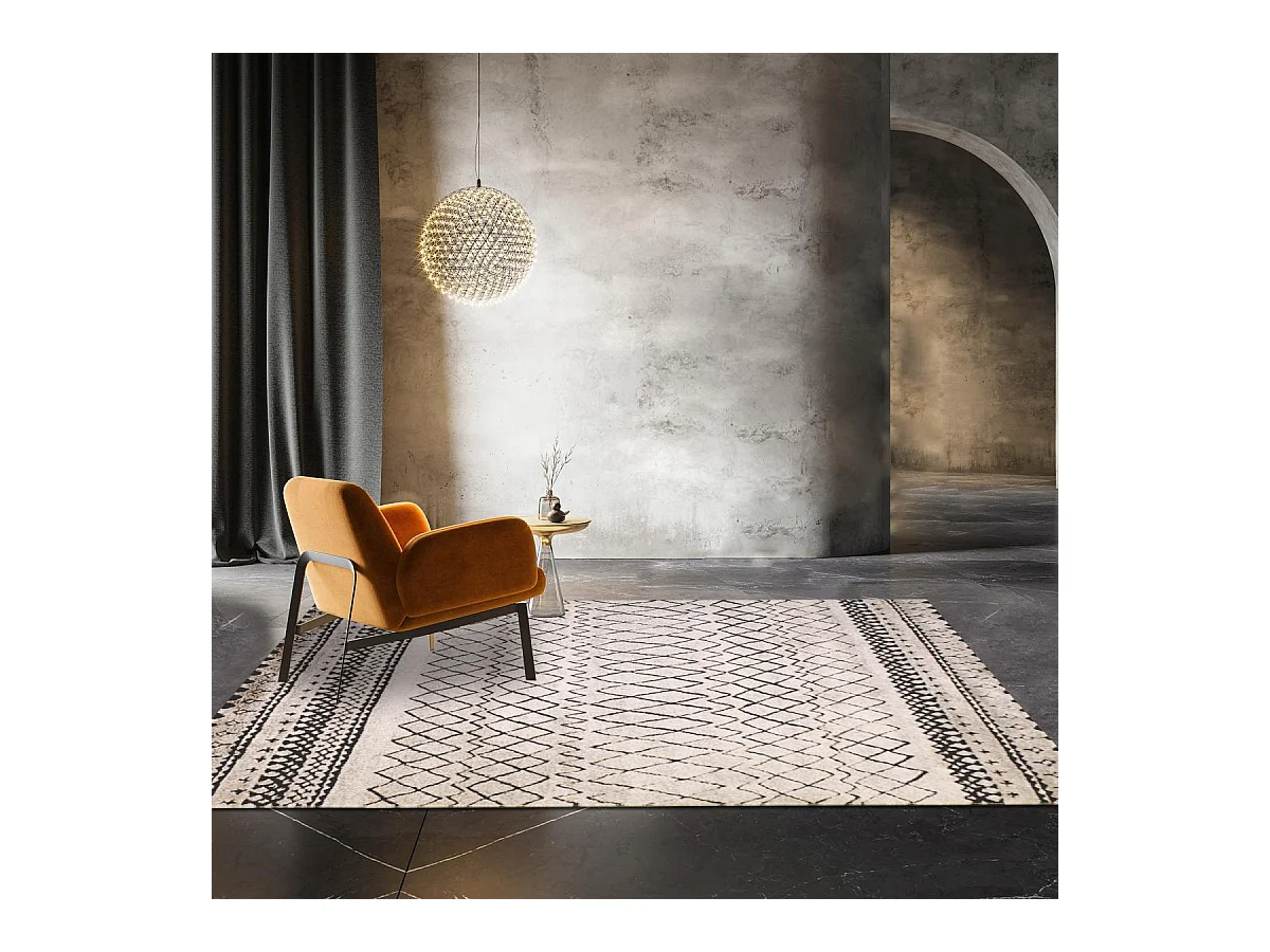 Tapis berbère 80x150 tissé motifs tribaux LYN8 MABAL beige