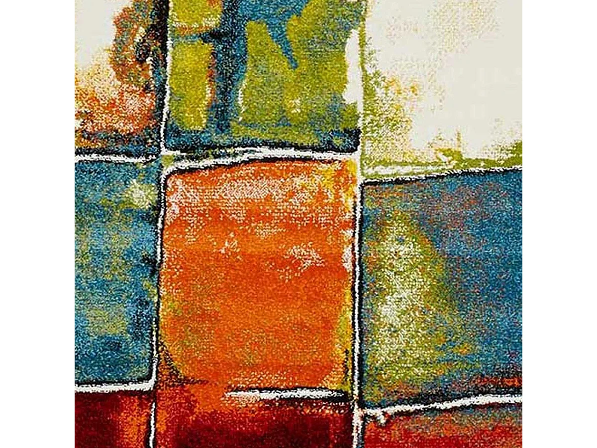 tapis chambre 80x150 tissé multicolore rectangle motif géométrique LYN8 BELO 2
