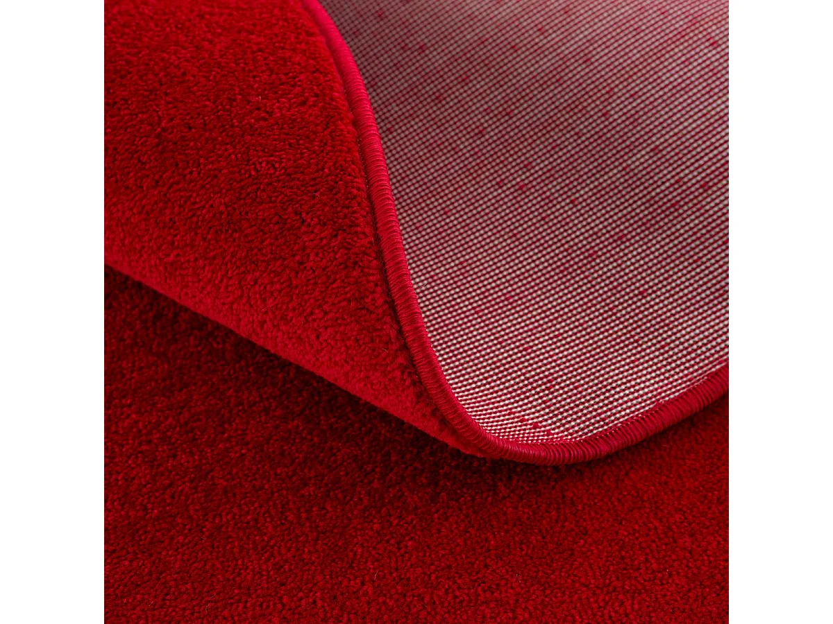 tapis salle à manger 200x290 tissé rouge rectangle motif uni NOSSA