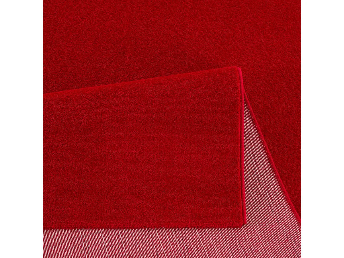 tapis salle à manger 200x290 tissé rouge rectangle motif uni NOSSA