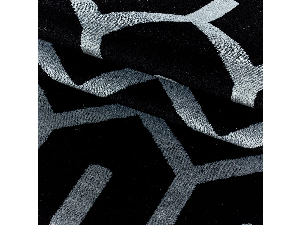 tapis grand salon 240x340 tissé noir et gris rectangle motif scandinave LISUVE