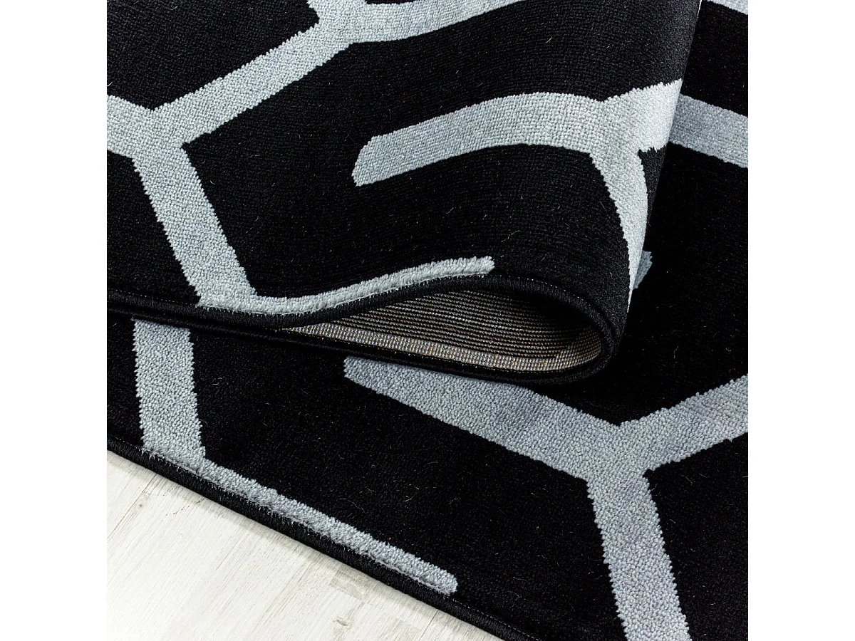 tapis grand salon 240x340 tissé noir et gris rectangle motif scandinave LISUVE