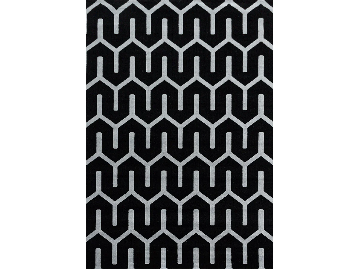 tapis grand salon 240x340 tissé noir et gris rectangle motif scandinave LISUVE