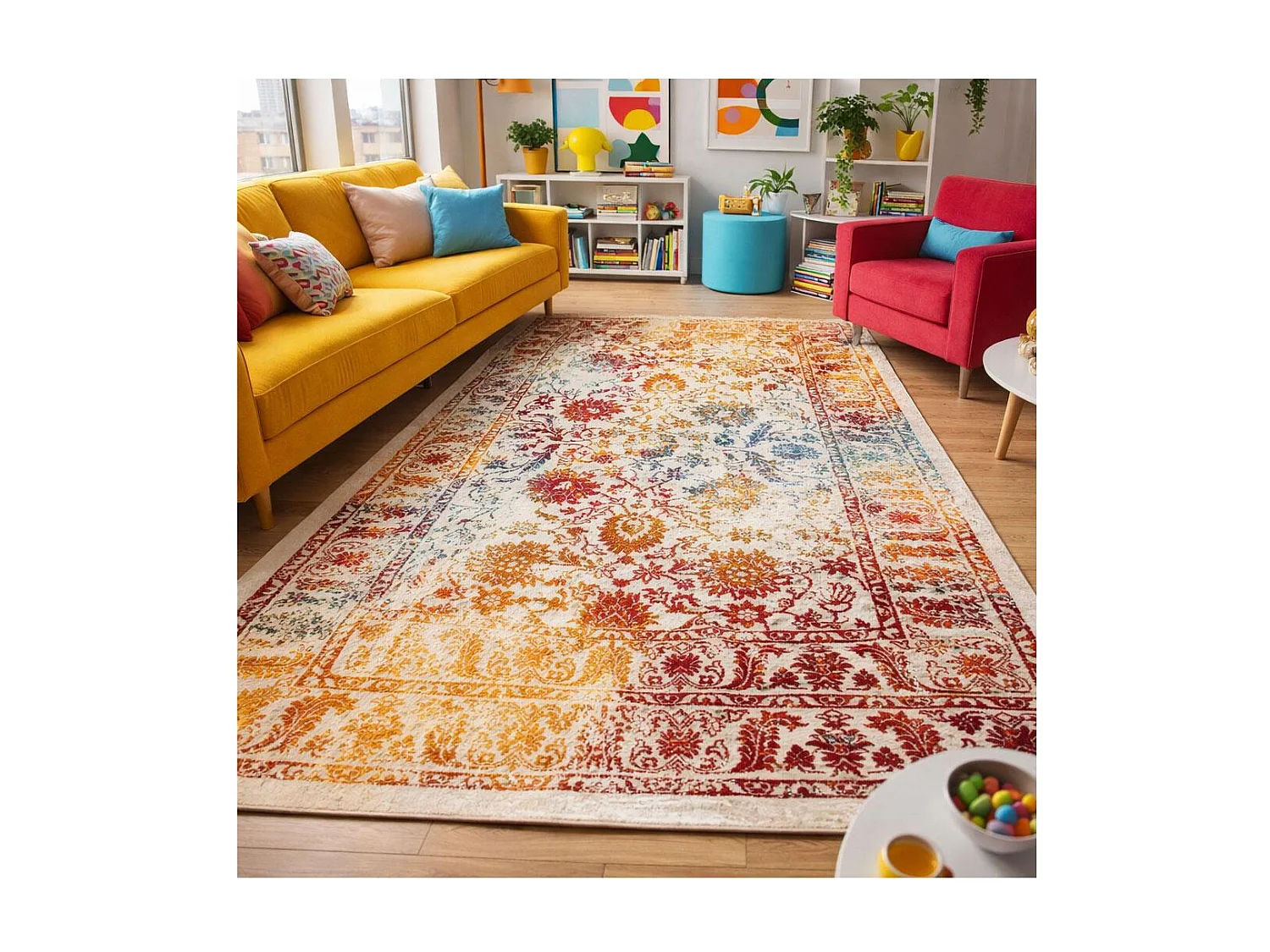 Tappeto orientale 160x230 rettangolo multicolore tessuto motivo ancestrale DESTRUCT 1