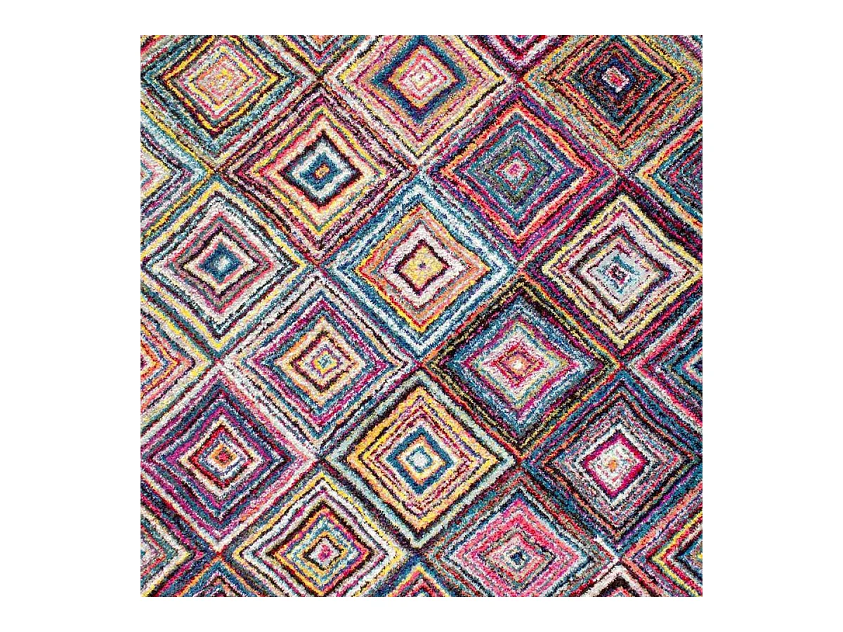 tapis salle à manger 200x290 tissé multicolore rectangle motif géométrique LYN6 CARI