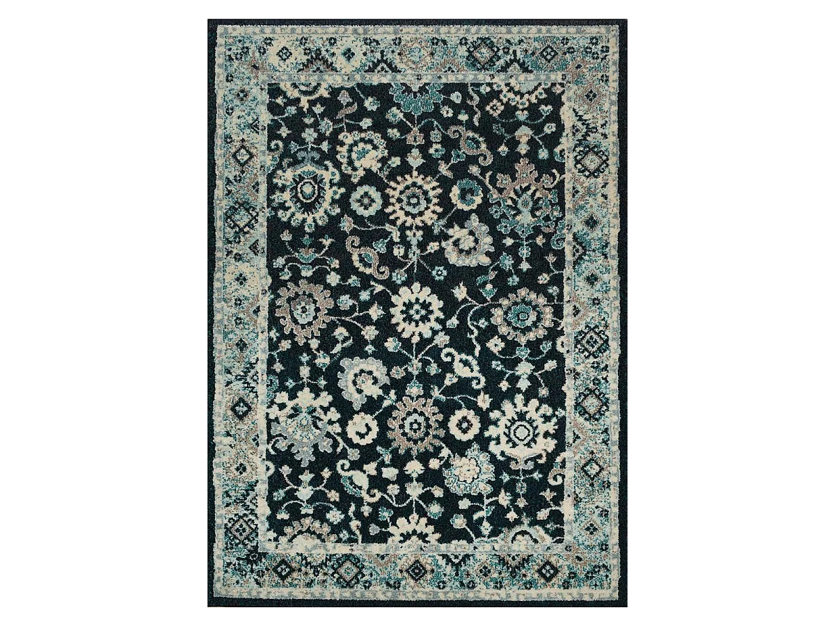 Tapis orient 120x170 rectangle bleu et bleu ciel tissé motif classique OLFA