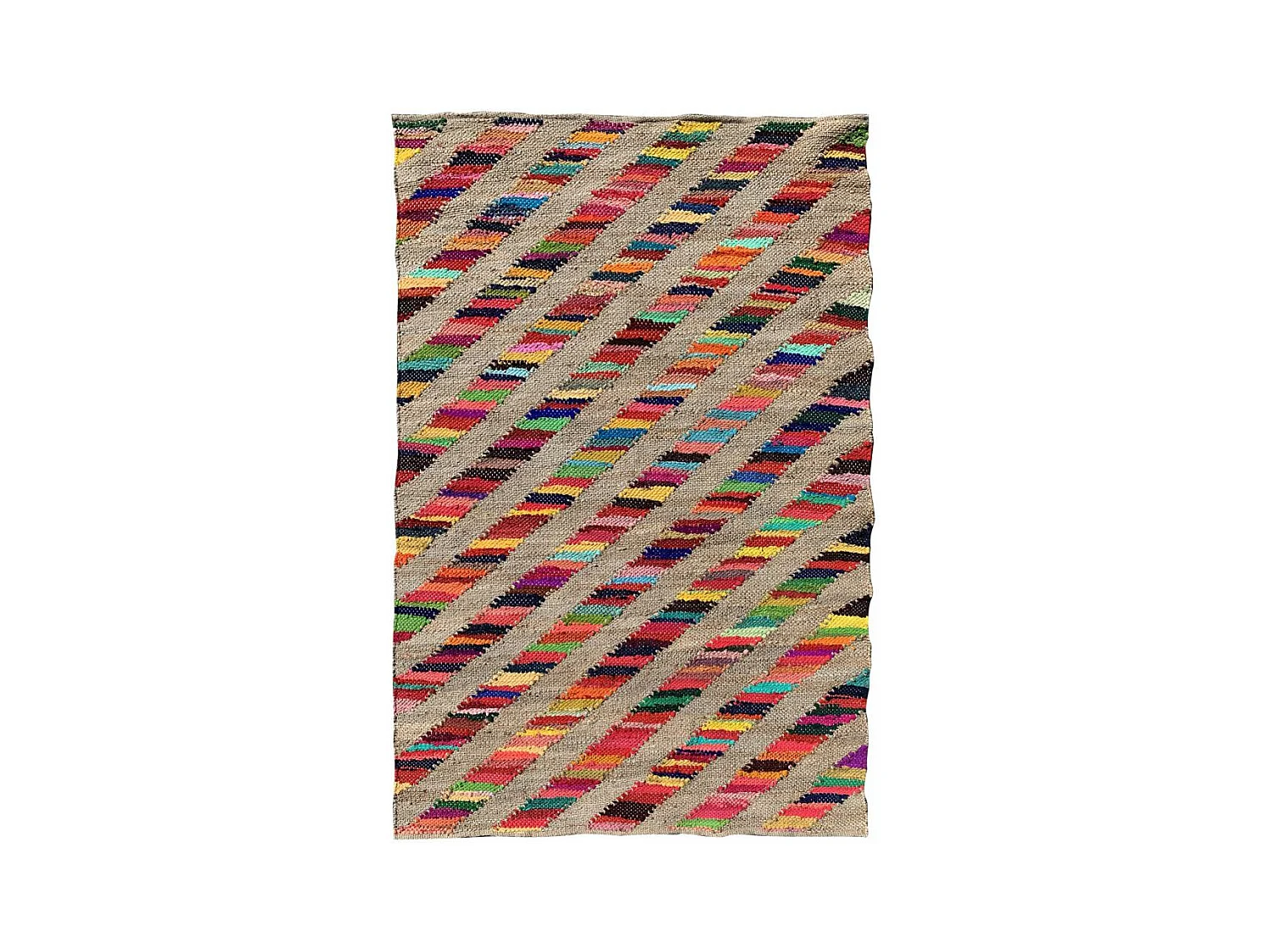 Tapis en jute 240x340 fait à la main multicolore RAINBOWA