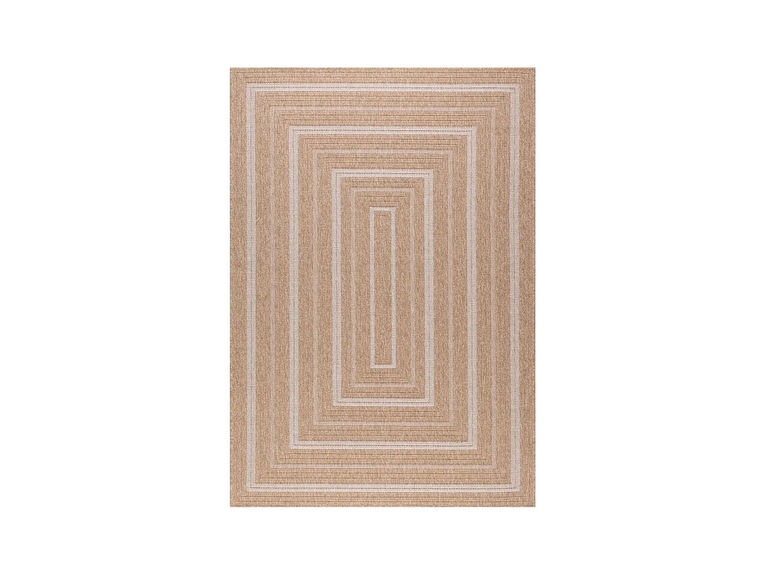 Tapis extérieur 200x290 tissé kilim beige et blanc JUTE ART 5