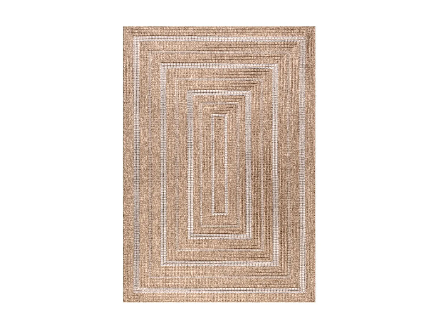 Tapis extérieur 200x290 tissé kilim beige et blanc JUTE ART 5