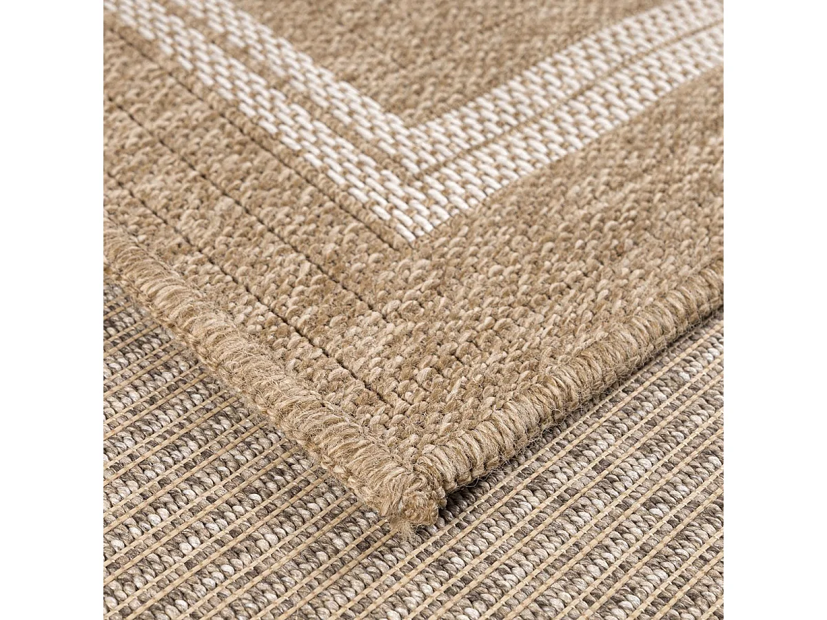 Tapis extérieur 200x290 tissé kilim beige et blanc JUTE ART 5