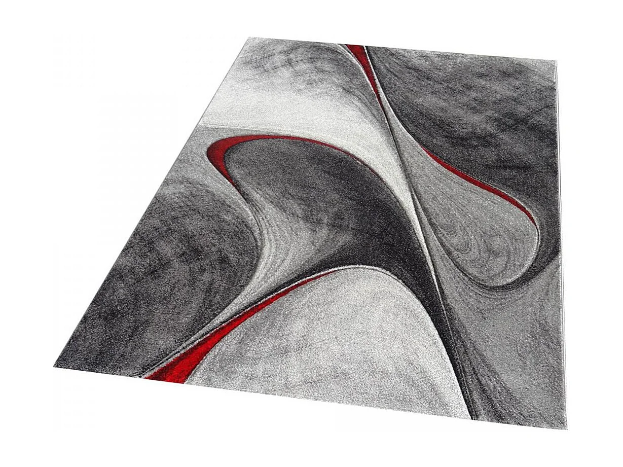 tappeto da soggiorno 160x230 intrecciato disegno geometrico rettangolo rosso e grigio MADILA