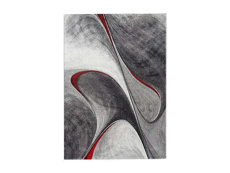 tapis salon 160x230 tissé rouge et gris rectangle motif géométrique LYN8 MADILA