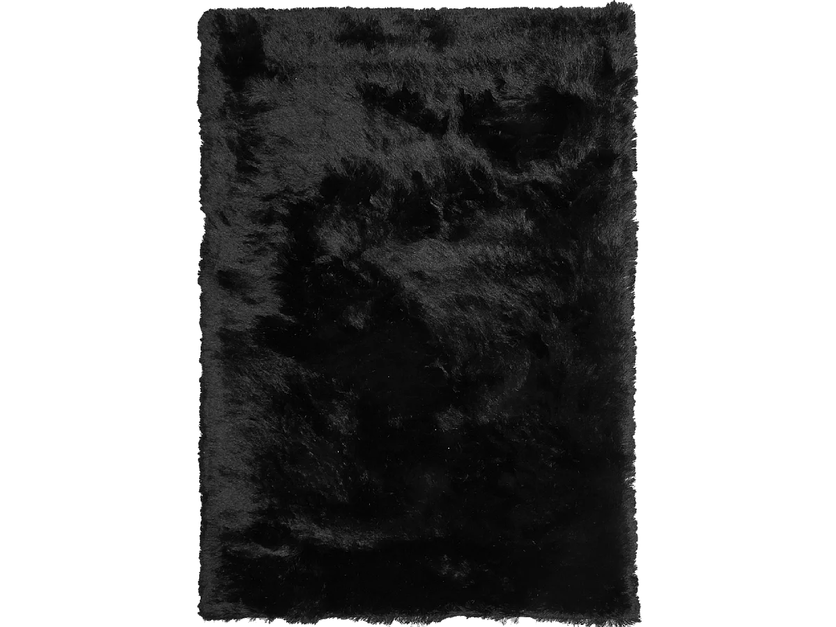 Tapis shaggy 120x180 rectangle fait main noir motif uni SG FIN