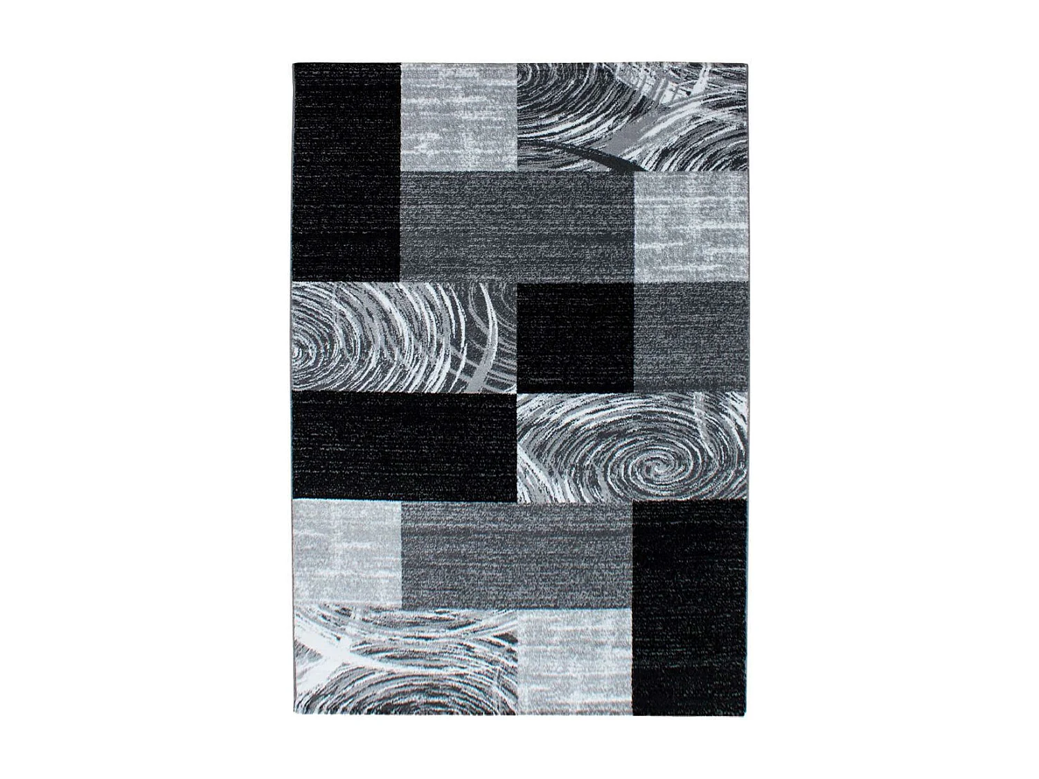 tapis salon 200x290 tissé noir et gris rectangle motif géométrique PLONI