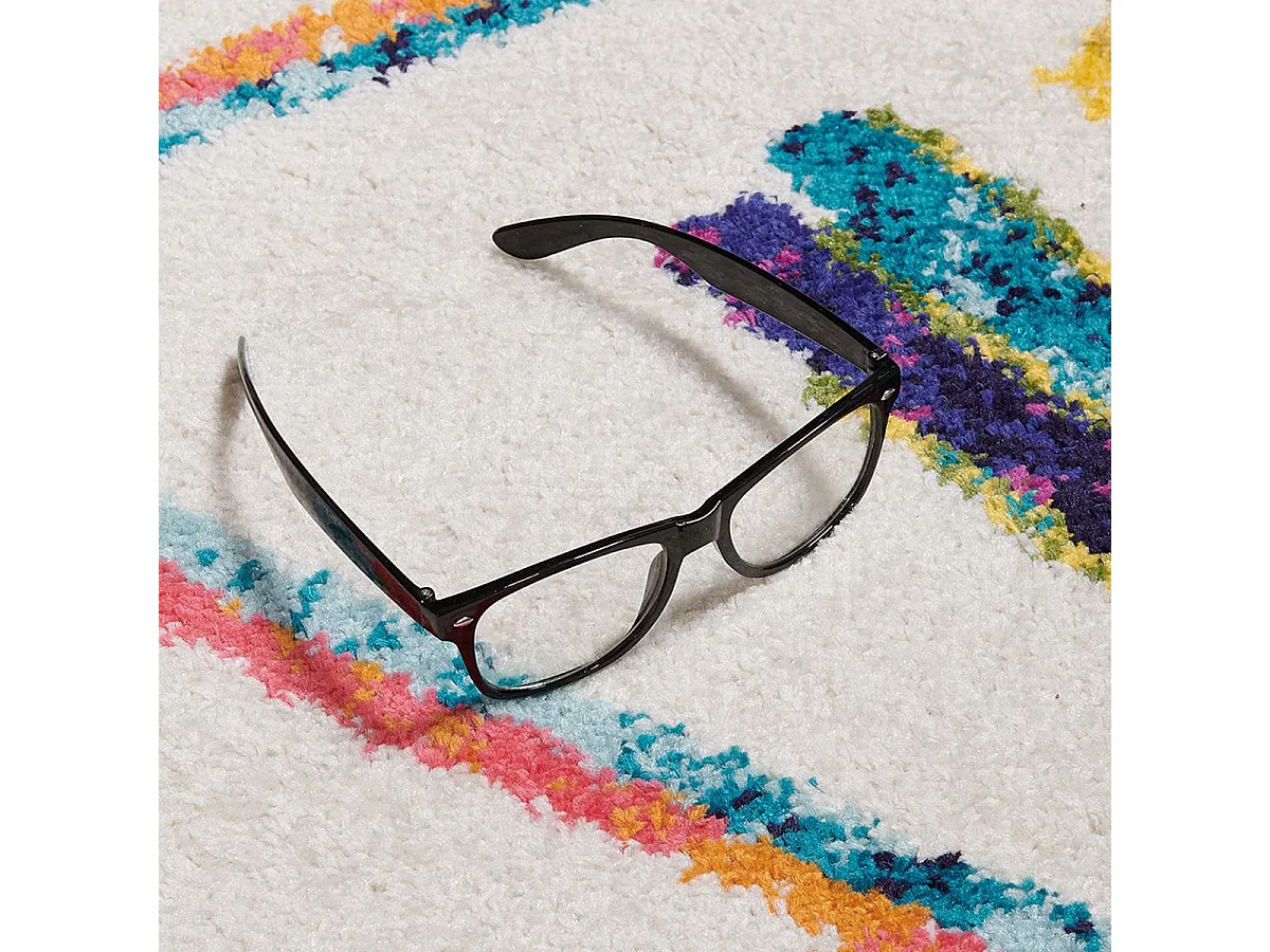 Tapis berbère rond Ø160cm tissé motifs tribaux LYN5 OURIKA C blanc